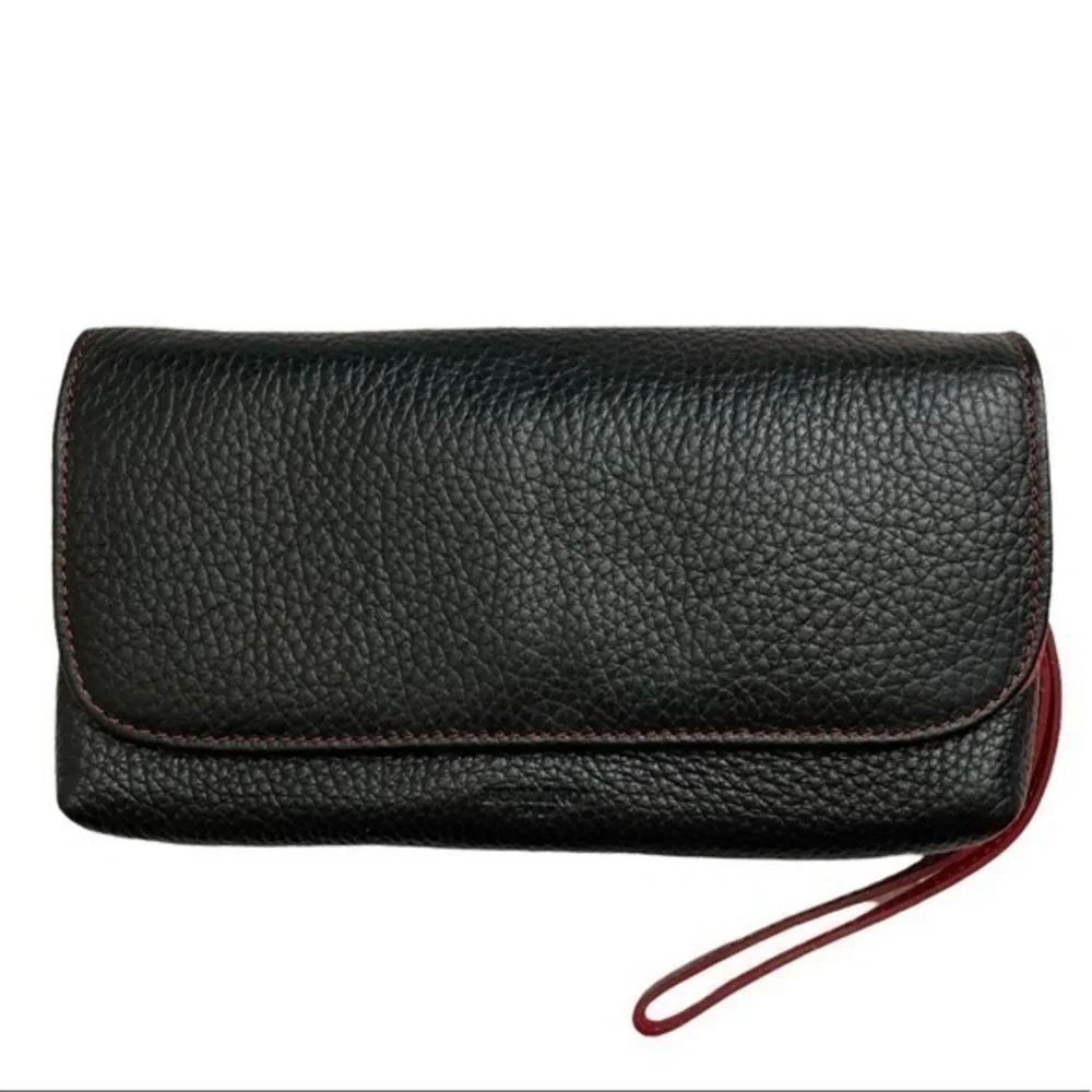 Borlino black Italian leather clutch bag wristlet